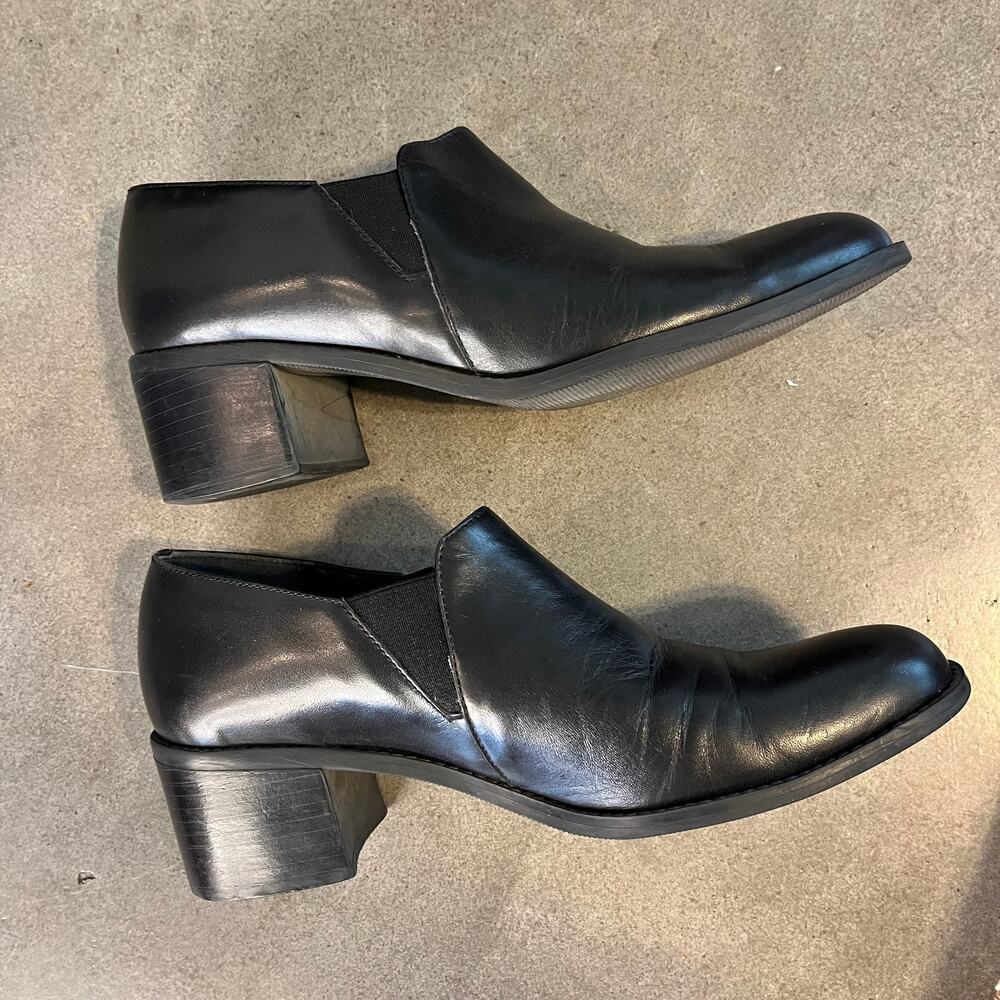 Nicole Martini Black Leather ankle slip on boot womens size 9 shoes